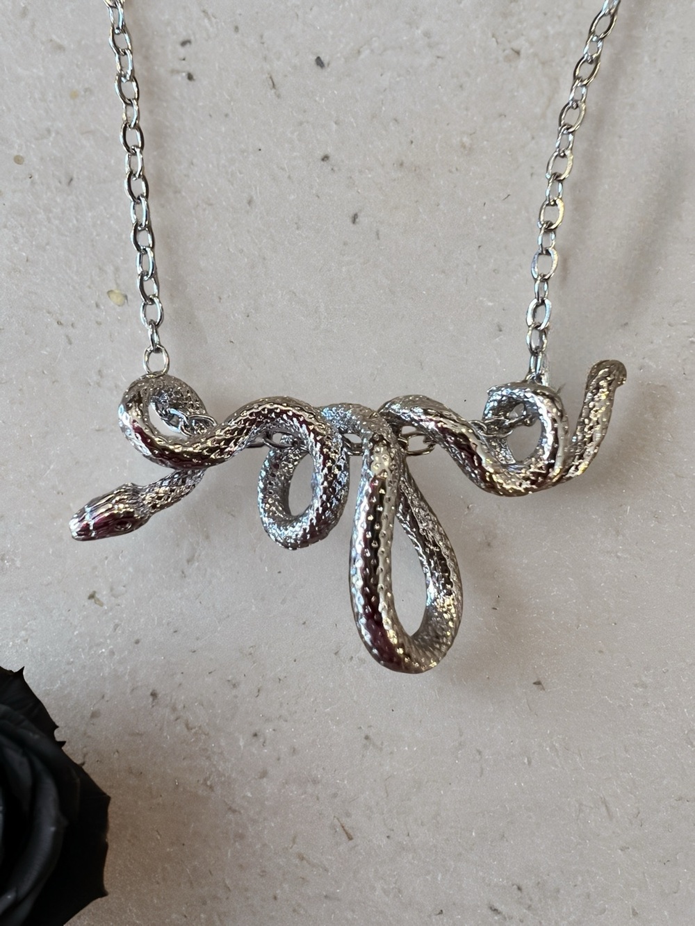 Silver Snake Necklace Pendant for Reptile Lovers Witches and Gothic